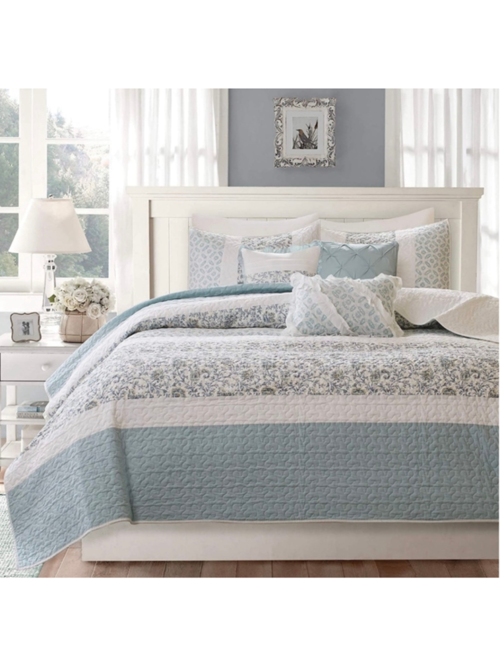 Madison Park Dawn 6pc Coverlet Set Cotton Percale Full/Queen
